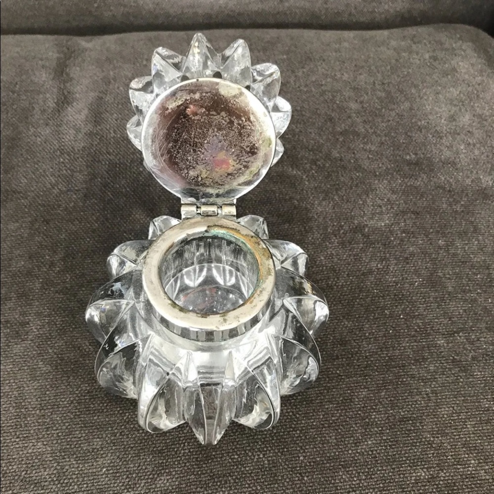 Trio of glass and silver vintage inkwells - Picture 4 of 6